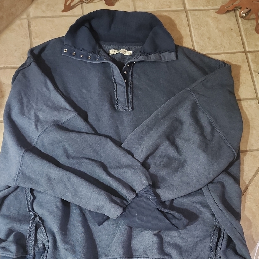 We The Free Dark Blue Buttoned Top